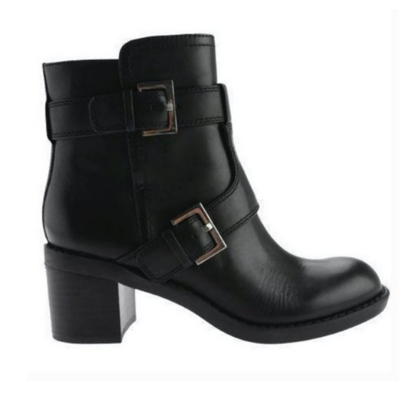 EUC Nine West Lorena' Buckle Mid Boot Biker Booties Size 10 - Picture 2 of 14